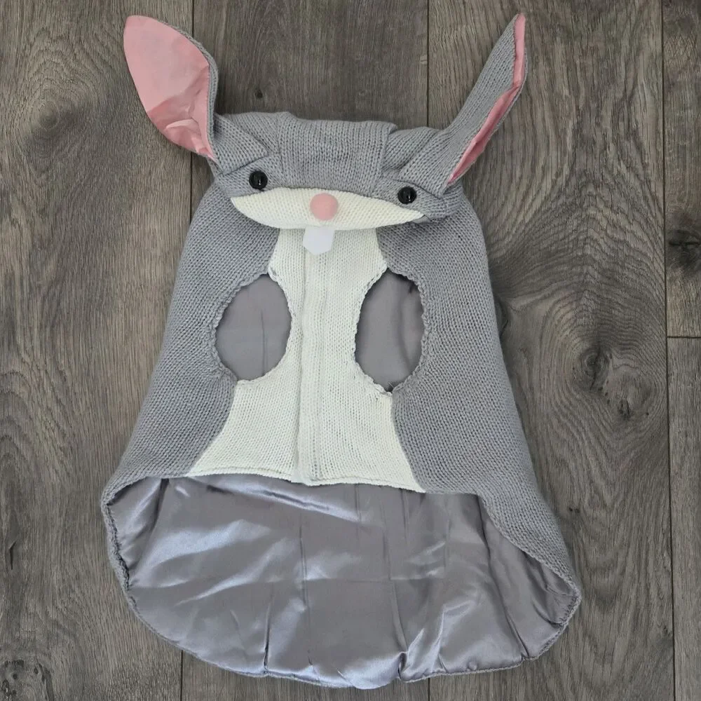 Moonlight Manor Bunny Dog Costume Knit Hooded Sweater Grey Easter Medium Large